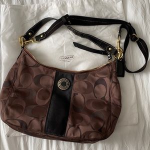 Signature Coach Handbag Crossbody Black Brown Gold